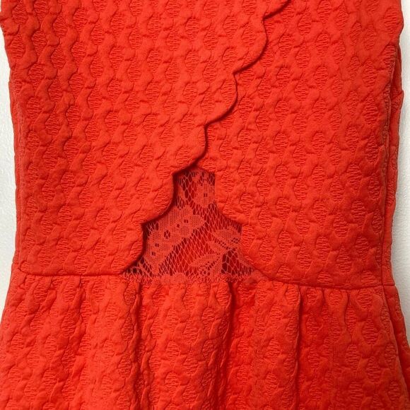 Anthropologie Maeve Coral Scalloped Sleeveless Dress Lace Back Fit and Flare XS - Picture 4 of 8